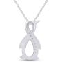 Jewel Zone US White Natural Diamond Penguin Infinity Pendant Sterling Silver / 10K Gold (1/10 Ct)