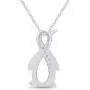 Jewel Zone US White Natural Diamond Penguin Infinity Pendant Sterling Silver / 10K Gold (1/10 Ct)
