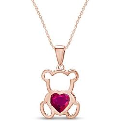 AFFY 14K Gold Over Sterling Silver Cute Teddy Bear Love Heart Pendant Necklace