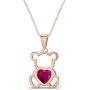 AFFY 14K Gold Over Sterling Silver Cute Teddy Bear Love Heart Pendant Necklace