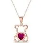 AFFY 14K Gold Over Sterling Silver Cute Teddy Bear Love Heart Pendant Necklace
