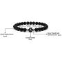 Tattooshe Black Onyx Handmade A-Z Letters Bracelet Natural 6mm Howlite Men and Women 6.7-7.3 ″ Elastic Natural Stones Personalized Letter Engraving