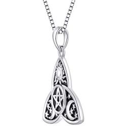 FJ Womens Hecate Necklace S925 Silver Wiccan Pagan Goddess Necklace Literary Jewelry