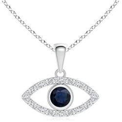 Blue Sapphire Evil Eye Pendant with Diamond Accents (3.5mm Blue Sapphire)