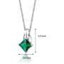 Simulated Emerald Princess Cut Pendant Sterling Silver 2.00 Carats