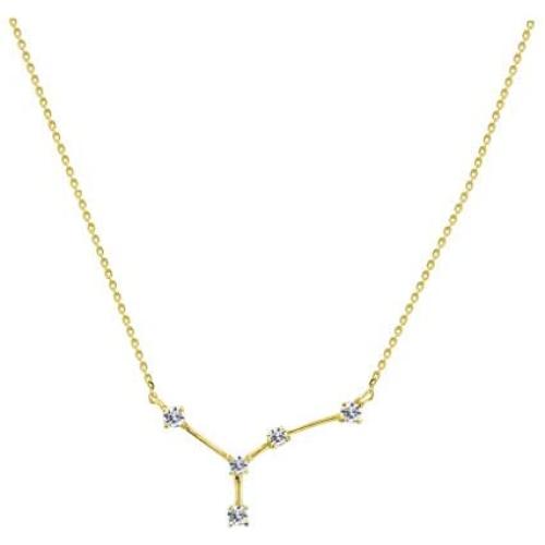 JADMIRE Horoscope Collection - Platinum Plated Sterling Silver 0.3 cttw Swarovski Zirconia Horoscope Zodiac Star Symbol Pendant Necklace, 16'' + 2'' Extender