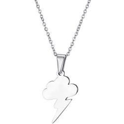 Stainless Steel Storm Cloud Flash Lightning Bolt Choker Necklace Simple Geometric Jewelry