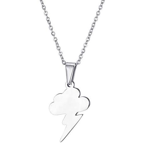 Stainless Steel Storm Cloud Flash Lightning Bolt Choker Necklace Simple Geometric Jewelry