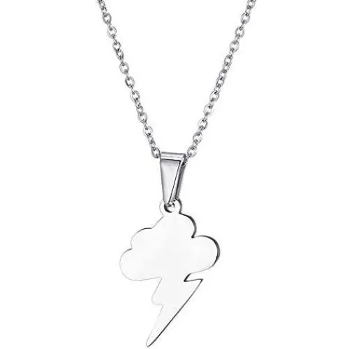 Stainless Steel Storm Cloud Flash Lightning Bolt Choker Necklace Simple Geometric Jewelry