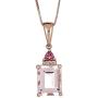 Gin & Grace 14K Rose Gold Natural Emerald Cut Genuine Morganite & Genuine Pink Tourmaline with Diamond Statement Cocktail Pendant for Women