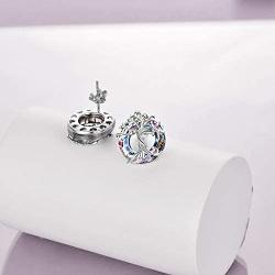 TOUPOP Tree of Life Earring Stud s925 Sterling Silver Family Tree Earring Jewelry with Crystal Gifts for Women Mom Teen Girls Birthday Mothers Day