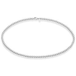 Miabella 925 Sterling Silver Italian Handmade 4mm Bead Ball Strand Chain Necklace for Women 16, 18, 20 Inch Made in Italy