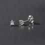 1/10 CT.TDW. Round-cut Diamond Solitaire Stud Earrings with Silver Rhodium