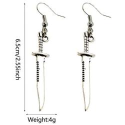 ZRosse Trendy Vintage Punk Style Silver Color Knife Shape Metal Dangle Earrings for Women Girl Retro Drop Earrings Cute Small Object Earring Jewelry