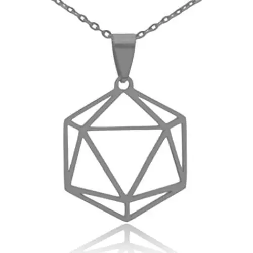 Clayton Jewelry Labs D20 Dice Silhouette Stainless Steel Necklace Clayton Jewelry Labs D20 Dice Silhouette Stainless Steel Necklace