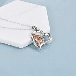 Mother Daughter/Son Necklace Sterling Silver Love Heart Pendant Necklace Always My Daughter/Son Forever My Friend Jewelry Gifts for Women Daughter/Son