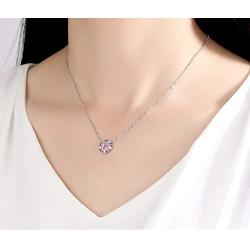 Lam Sence Sterling Silver Sakura Flower Pendant Necklace, Pink Jewelry for Women Girls