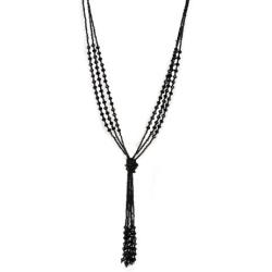 Vintage Style Charcoal Black Long Multitier Beaded Womens Necklace Jewelry (Long - 31'')