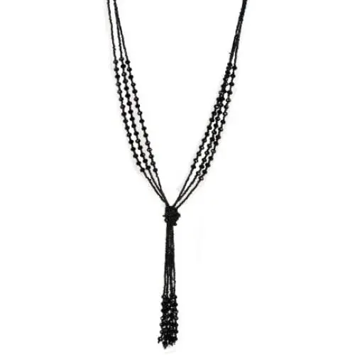 Vintage Style Charcoal Black Long Multitier Beaded Womens Necklace Jewelry (Long - 31'')