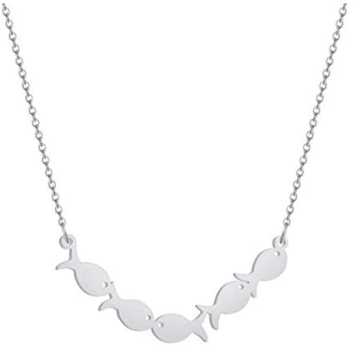 Chengxun Swimming Against The Current Necklace Fish Necklace Inspirational Necklace for Men Women