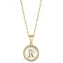Glimmerst 18K Gold Plated Stainless Steel Initial Necklace White Shell Round Coin Letter Pendant Necklace Personalized Name Necklace for Women Girls