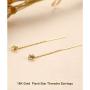 18K Real Gold Tiny Threader Earrings for women, Yellow Gold 4mm Dangle Star Earrings Ear Line Hypoallergenic Jewelry for Her, Mom, Wife, Girls, Teens