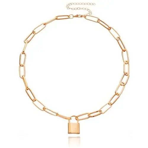 Punk Geometric Vintage Pendant Lock Choker Necklaces Thick Chunky Cuban Curb Link Chain Collar Collette Simple Clavicle for Women Girls Fashion Charm Jewelry Punk Geometric Vintage Pendant Lock Choker Necklaces Thick Chunky Cuban Curb Link Chain Collar Collette Simple Clavicle for Women Girls Fashion Charm Jewelry