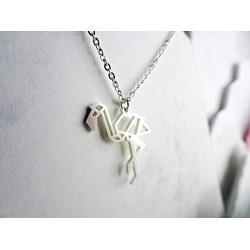 La Menagerie Flamingo Silver Origami Jewelry & Silver Geometric Necklace – 925 Sterling Plated Silver Necklace & Flamingo Necklaces for Women – Flamingo Necklace for Girls & Necklace