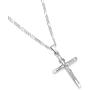 XP Jewelry Mens Sterling Silver Crucifix Pendant Figaro Chain Necklace Italian Made - Choose Width and Length