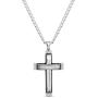 Steve Madden Oxidized Stainless Steel Cross Necklace for Men 24 Inch Curb Chain