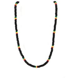 BlueRica Rasta Coconut Beads Necklace (Black - 18'')