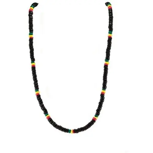 BlueRica Rasta Coconut Beads Necklace (Black - 18'') BlueRica Rasta Coconut Beads Necklace (Black - 18'')