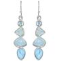 YoTreasure 2'' Raw Blue Topaz Larimar Solid 925 Sterling Silver Dangle Earrings