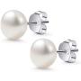 INBLUE 925 Sterling Silver Freshwater Pearl Earrings for Women Girls Cultured Stud White Purple Pearl Earrings Sets Bridesmaid Gifts Best Friend Lovers Jewelry