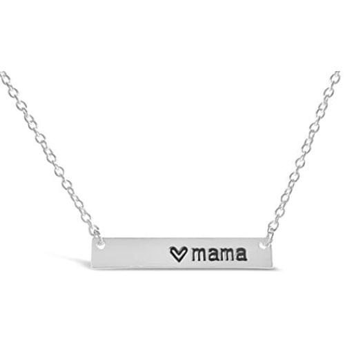 Rosa Vila Love Mama Bar Necklace, Simple Horizontal Bar Necklace, Bar Necklaces for Women and Girls, Mothers Day Jewelry, Mom Necklace, Gift for New Mothers