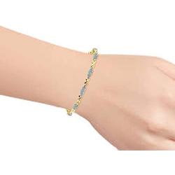 Stunning Exotic Ethiopian Opal & Diamond XOXO Hugs & Kisses Tennis Bracelet Set in Yellow Gold Plated Silver - Adjustable to fit 7'' - 8'' Wrist