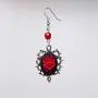 Gothic Red Rose Cameo Earrings Surrounded by Thorns with Red Bead Gothic Red Rose Cameo Earrings Surrounded by Thorns with Red Bead