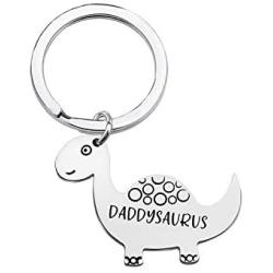 WUSUANED Dinosaur Gift Daddysaurus Dinosaur Keychain Fathers Day Jewelry Gift for Dad