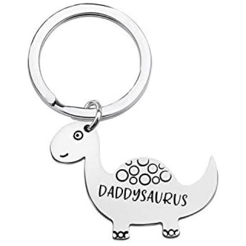 WUSUANED Dinosaur Gift Daddysaurus Dinosaur Keychain Fathers Day Jewelry Gift for Dad