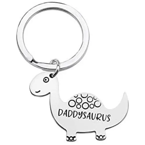 WUSUANED Dinosaur Gift Daddysaurus Dinosaur Keychain Fathers Day Jewelry Gift for Dad