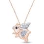 Jewel Zone US Black and White Natural Diamond Flying Pig Pendant Necklace 14k Gold Over Sterling Silver