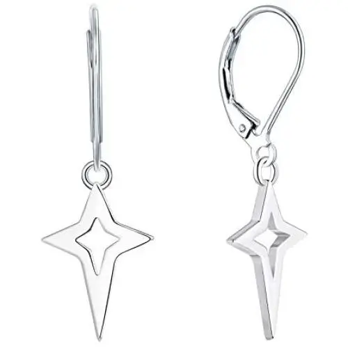 JO WISDOM Women Star Earrings,925 Sterling Silver Leverback Dangle & Drop Earrings,Jewelry for Women(Polar Star)