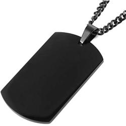 HZMAN Mens High Polishing Stainless Steel Dog Tag Pendant Necklace 22+2 Inch Link Chain