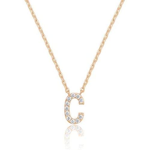 PAVOI 14K Yellow Gold Plated Cubic Zirconia Initial Necklace | Letter Necklaces for Women