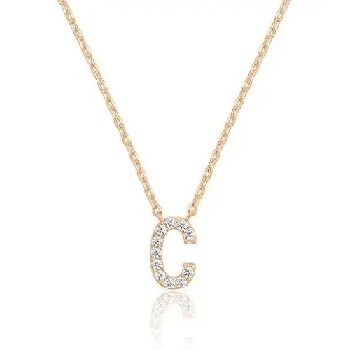 PAVOI 14K Yellow Gold Plated Cubic Zirconia Initial Necklace | Letter Necklaces for Women