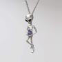 UFO Alien Holding Crystal Ball Silver Finish Pendant Necklace