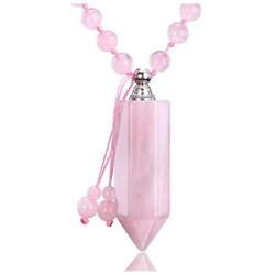 Sunligoo Urn Pendant Necklace for Ashes Cremation Memorial Keepsake Jewelry Healing Crystal Point Pendant Natural Stone Beads Necklaces for Women Girls