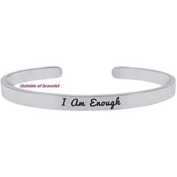 I Am Enough F-K Perfection Inspirational Mantra Sayings Cuff Band Bracelet Gifts for Women, Positive Message Bracelet, Encouragement Jewelry Gifts, Womens Motivational Gifts