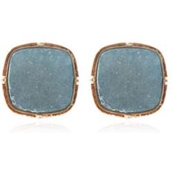 Lightweight Acrylic Stone Druzy Crystal Delicate Earrings - Sparkly Geometric Square Studs