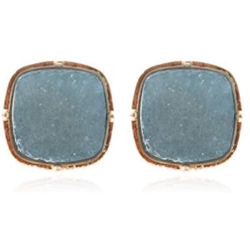 Lightweight Acrylic Stone Druzy Crystal Delicate Earrings - Sparkly Geometric Square Studs